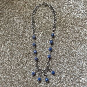 Handmade Elegant Blue and Silver Beaded Necklace
